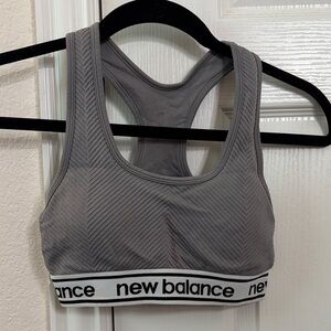 New Balance Gray Seamless Racerback Sports Bra with Logo Band